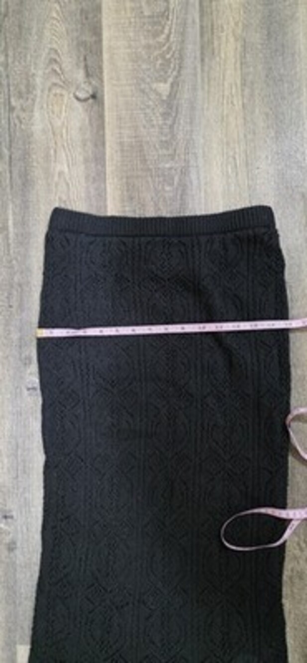 FRESHMAN 1996 Black Knit Midi Skirt, Boho Womens Size M, Diamond Pattern Bodycon - Picture 10 of 12
